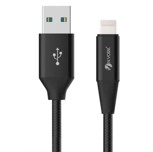 Nyork Nylon Braid Fast Charger Cable Usb-A TO Lightning 1M - Black