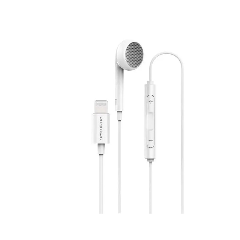 Powerology Mono Earphone with MFi Lightning Connector - White