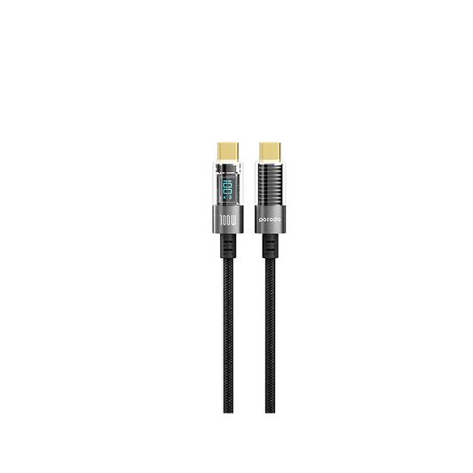 PORODO BRAIDED CABLE- TRANSPARENT USB-C TO USB-C