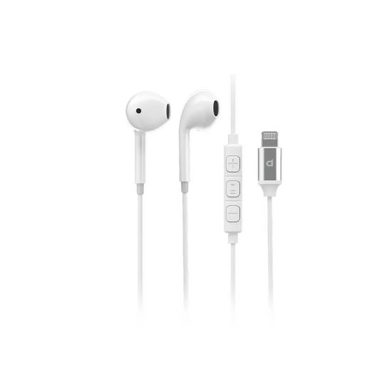 Powerology Stereo Dual MFi Earphones with Lightning Connector 1.2m - White