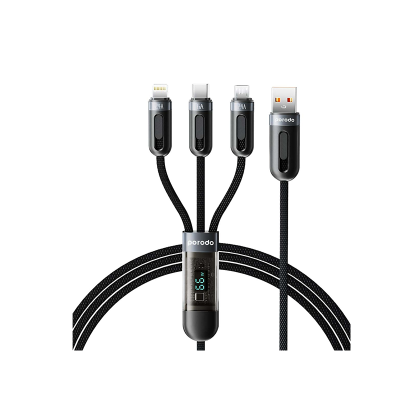 PORODO MULTI-CONNECTOR USB-A FAST CHARGING DISPLAY CABLE