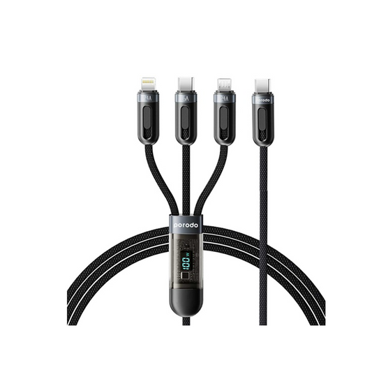 PORODO MULTI- CONNECTOR TYPE-C FAST CHARGING DISPLAY CABLE LIGHTNING/TYPE-C/MIRCO USB