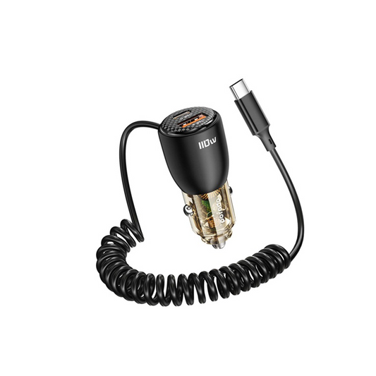 PORODO 110W DUAL PORT TRANSPARENT ALUMINUM CAR CHARGER