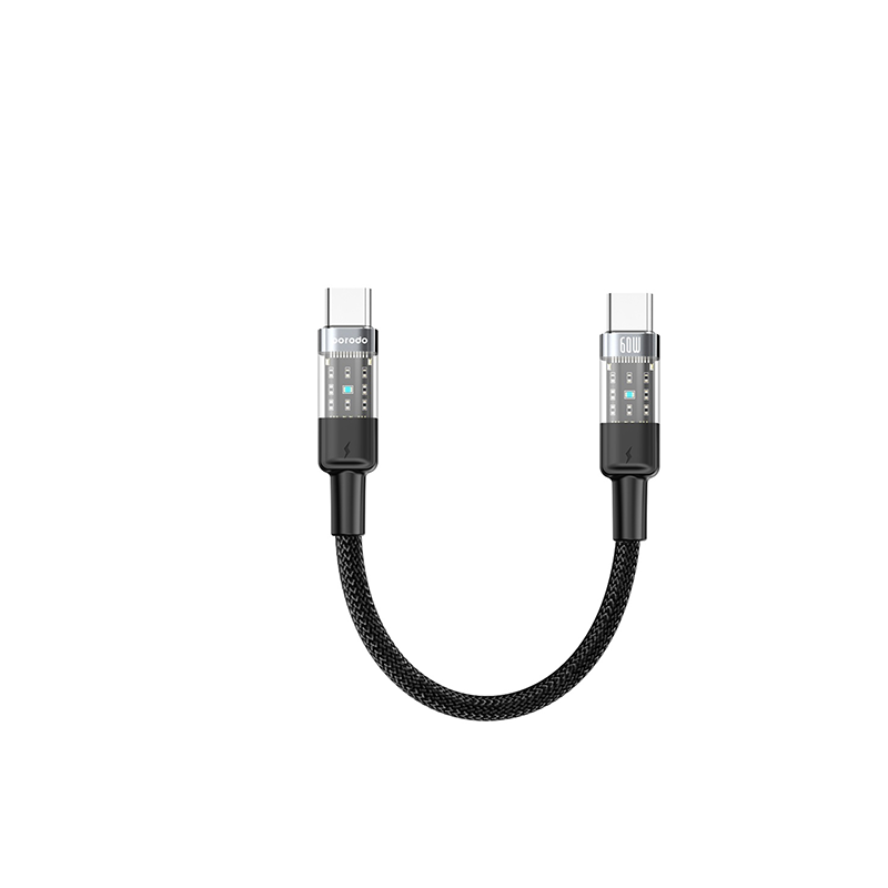 PORODO BRAIDED CABLE - TRANSPARENT USB-C TO USB-C