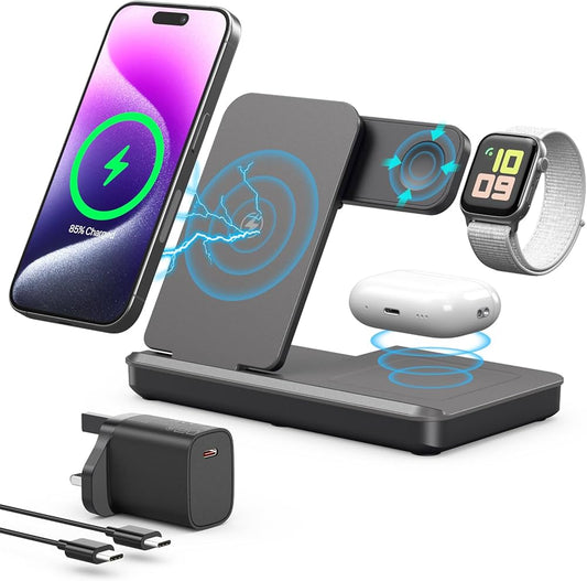 Master 3IN1 Fast Wireless Charging Stand (Gray)