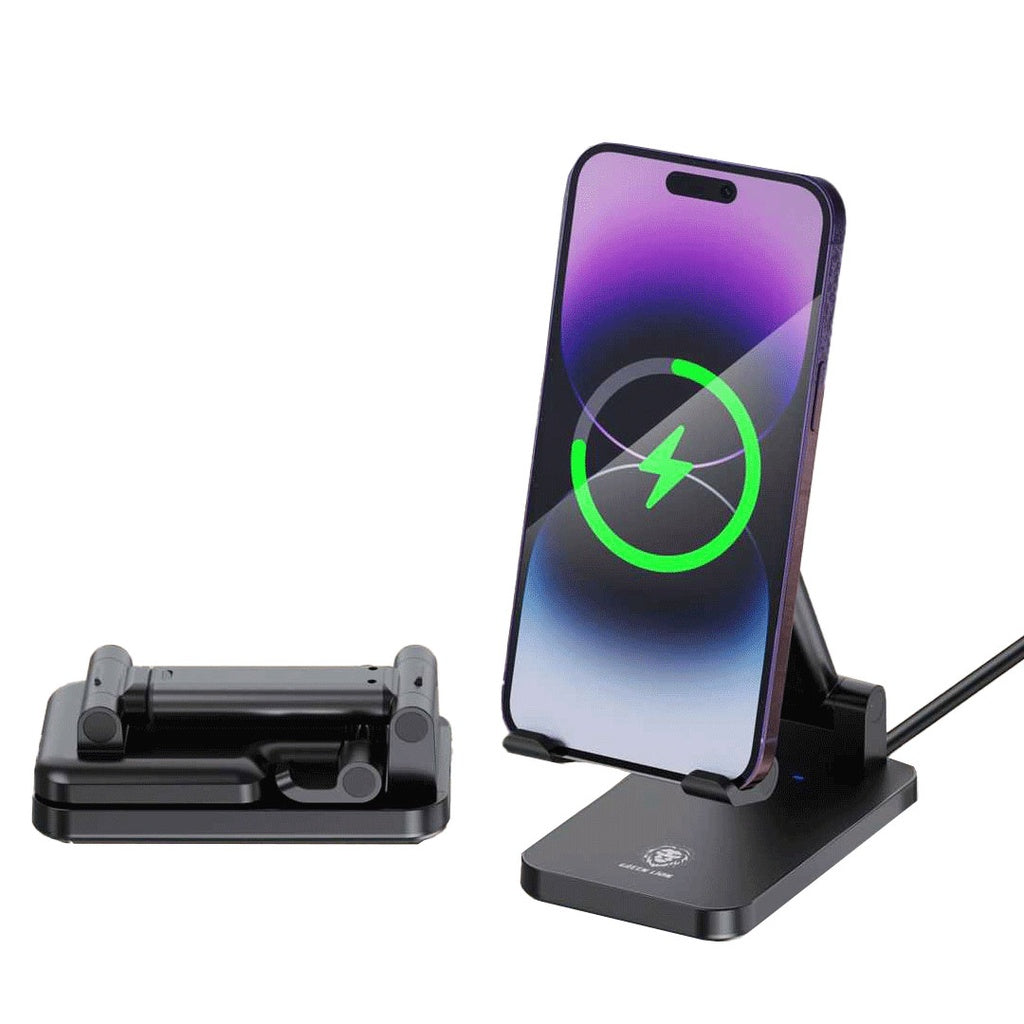 Green Lion Foldable Wireless Charging Stand 15W - Black