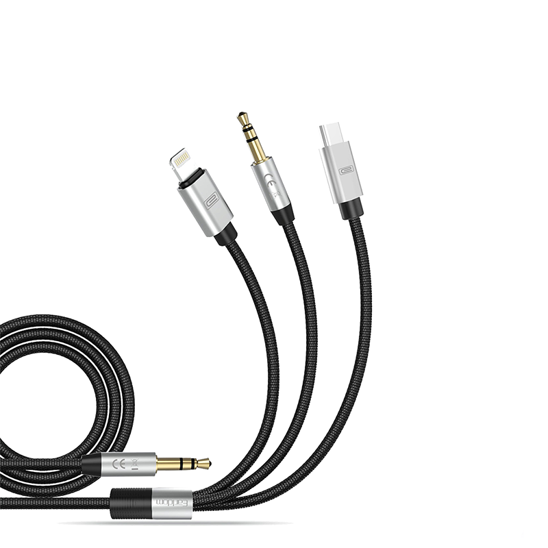 Earldom Audio cable ET-AUX09, 3.5mm to Lightning, Type-C, 3.5mm, 3in1, 1.2m