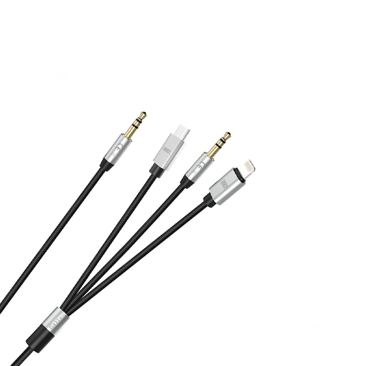 Earldom Audio cable ET-AUX09, 3.5mm to Lightning, Type-C, 3.5mm, 3in1, 1.2m