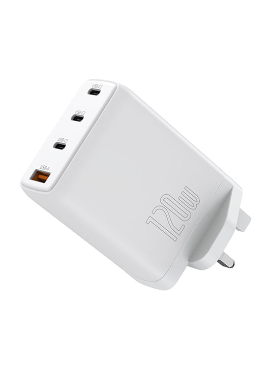 WIWU MINI GAN QUICK CHARGER UK 120W PDX3 + QC3.0 WHITE, TR257-AUKW