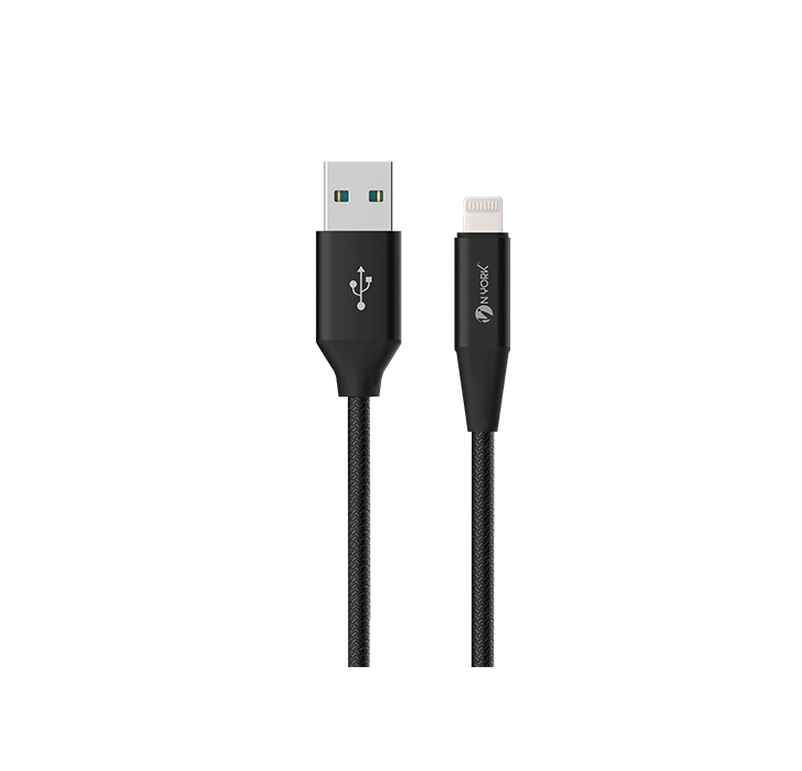 Nyork Nylon Braid Fast Charger Cable Usb-A TO Lightning 1M - Black