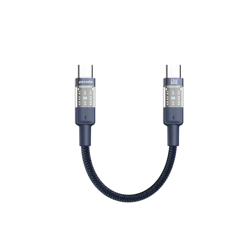 PORODO BRAIDED CABLE - TRANSPARENT USB-C TO USB-C