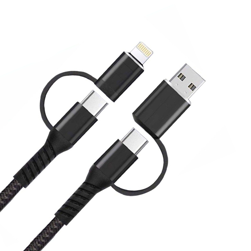 NYORK 4 in 1 Charging Cable Braided Quad Cable [65W Fast charging] 1M