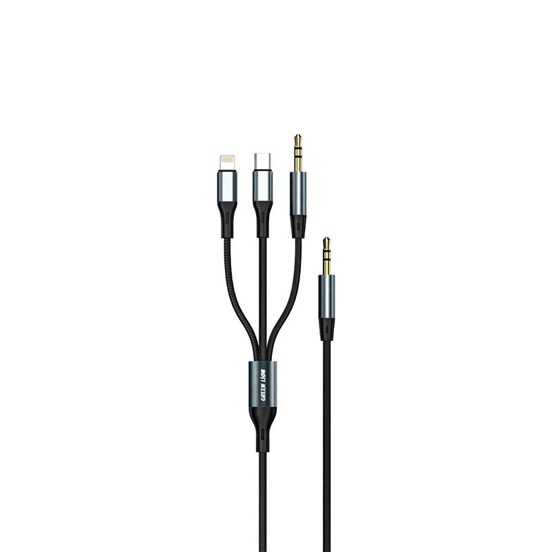 Green Lion 3 in 1 AUX Cable ( Aux / Lightning / Type-C ) 1.2M 3.5MM